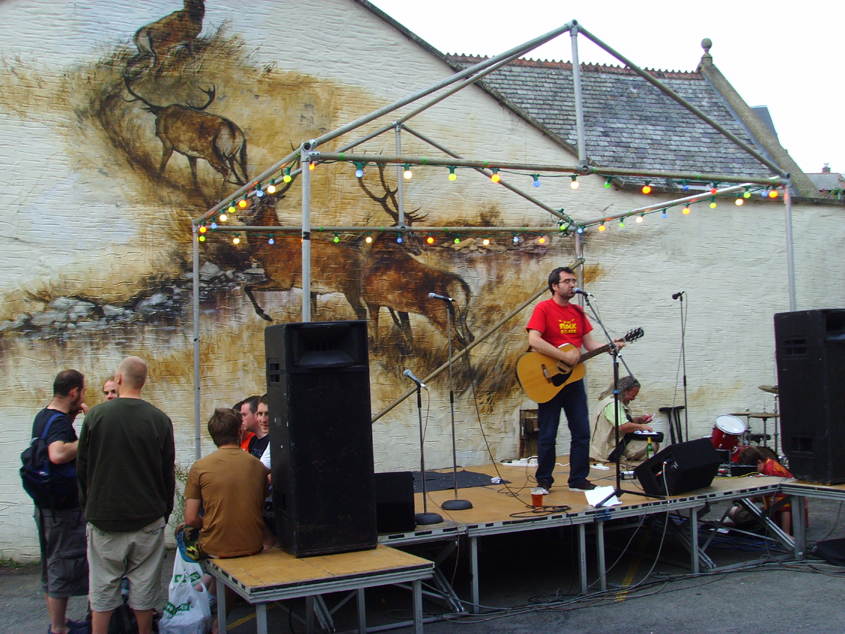 NOTE the group of surly youths who sat on MY stage - the cheek!